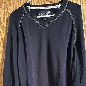 Nautica Men’s V-Neck Sweater with White Reverse Stitch Detailing Size XXL
